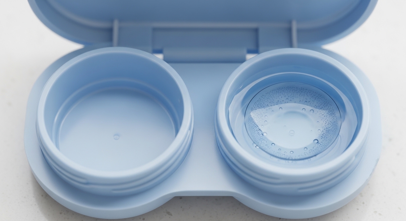 올바른 렌즈 세척 방법과 위생적인 렌즈 관리 습관을 설명하는 이미지